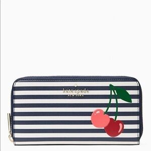Kate Spade Large Striped Cherry Continental Wallet
